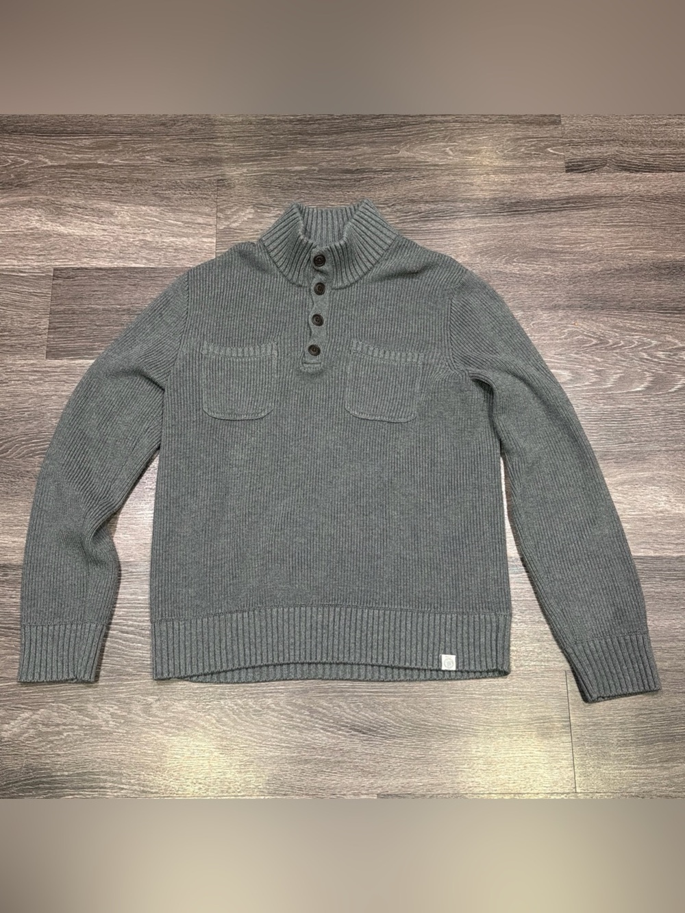 Lucky Brand Sweater Henley Pocket Gray Men’s Large